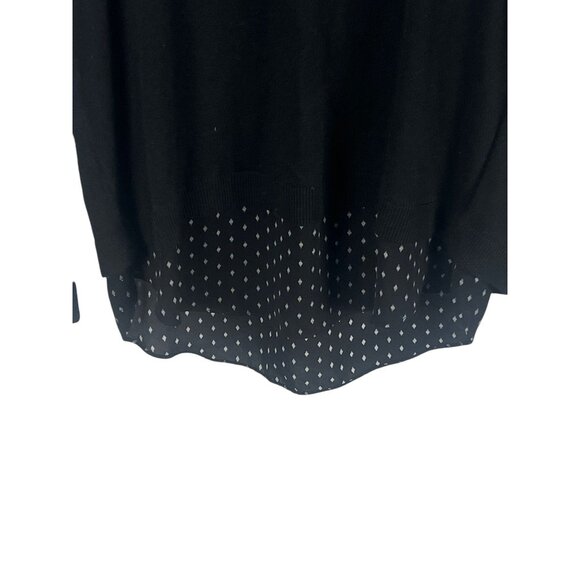 Ann Taylor Loft Black Sweater Top Polka Dot Underlay Petite XSP Whimsygoth - Picture 6 of 9